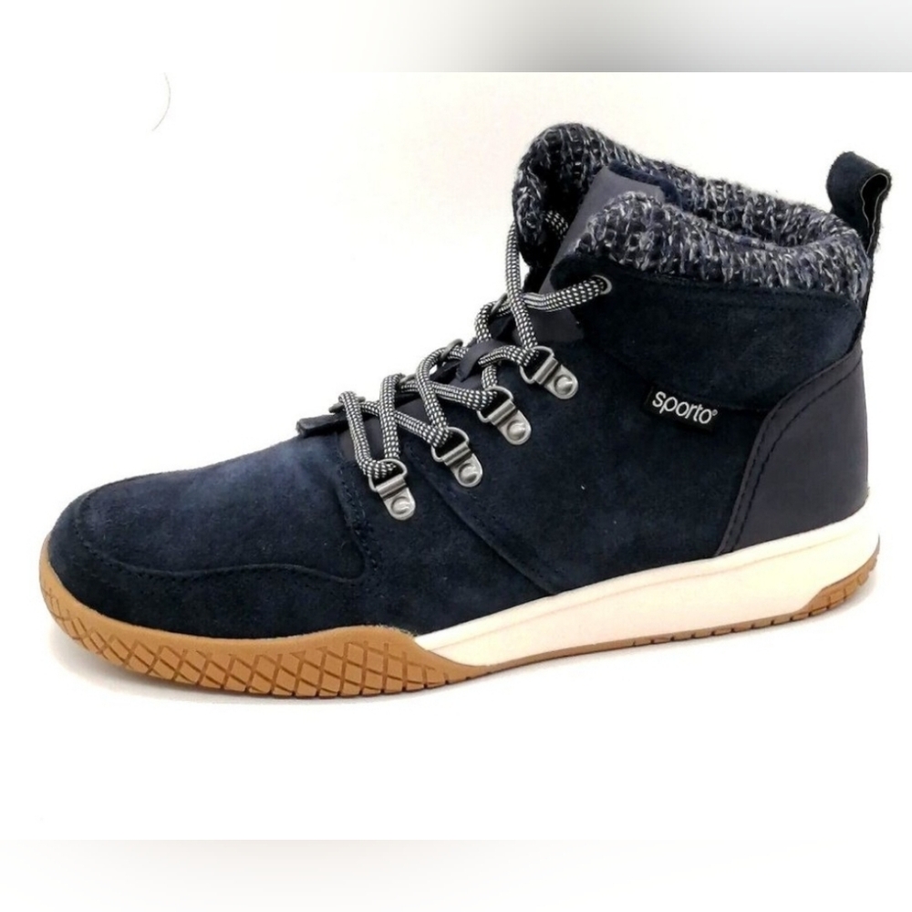 NIB Sporto Womens Sneaker Abby Navy Suede High Top Lace Up Round Toe Size 9WW - Picture 1 of 8